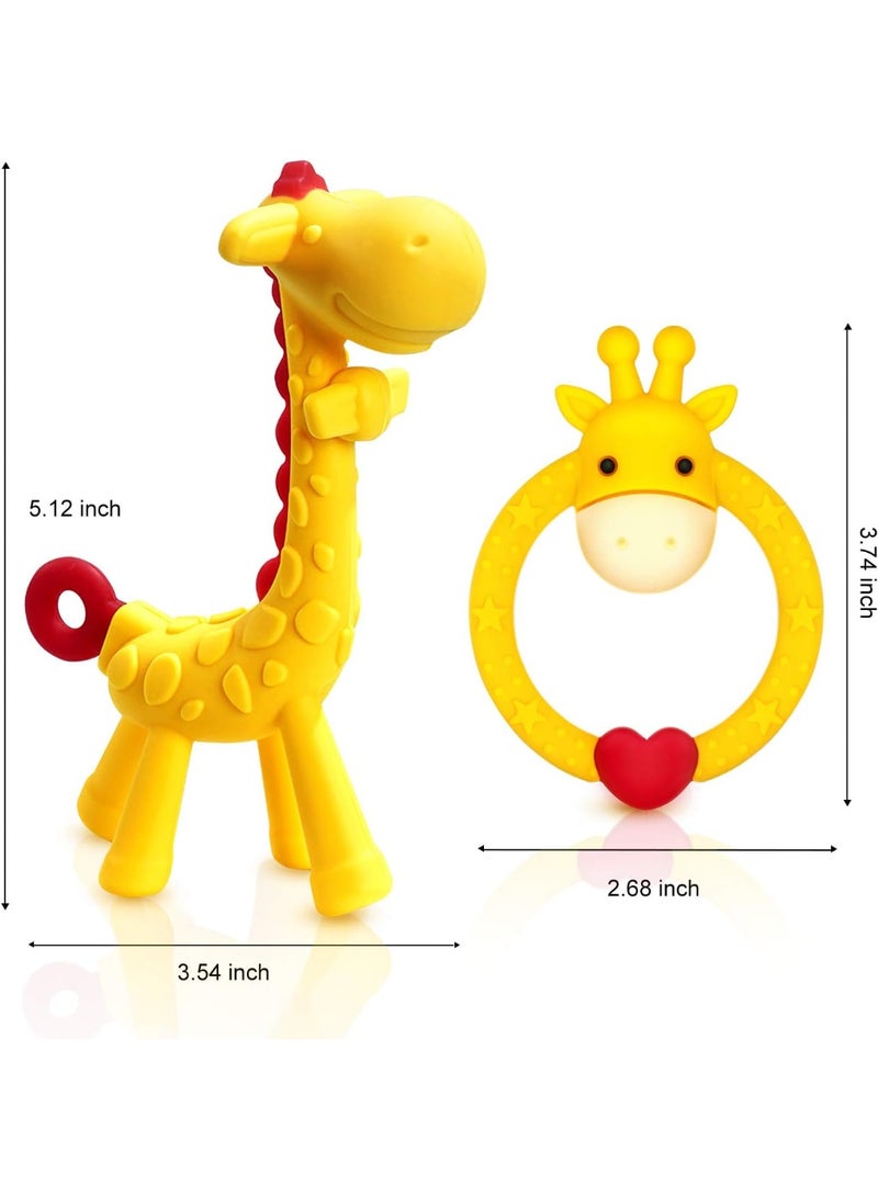 Mini treasures BPA Free Pack of 2 Baby Teething Toys Set Silicone Giraffe Shape Baby Teethers BPA Free Soothe Babies Gums for Babies Infants Toddlers Boys & Girls - Image 2